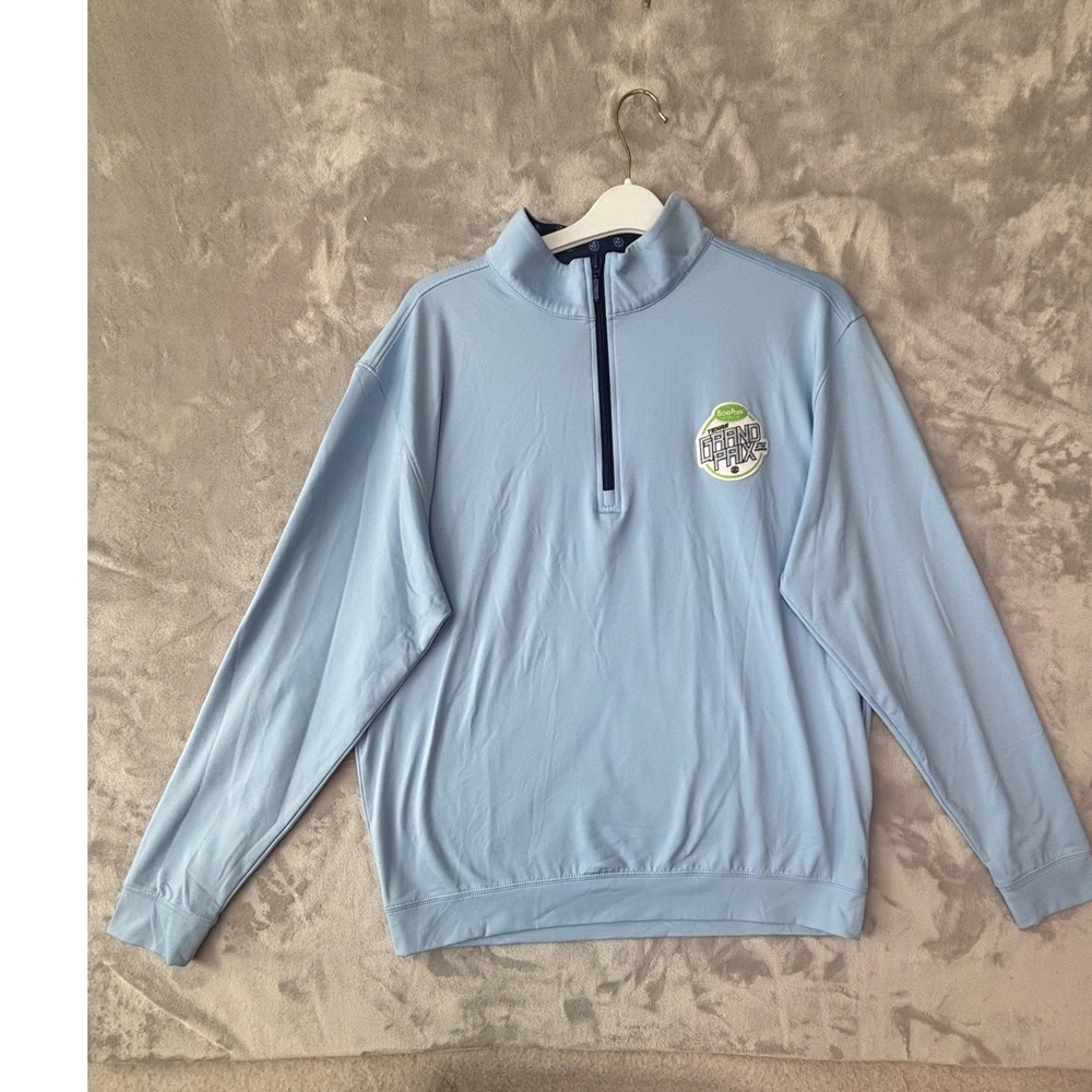 HL Sport Mens Quarter Zip Pullover Light Blue Grand Prix Golf Performance Large